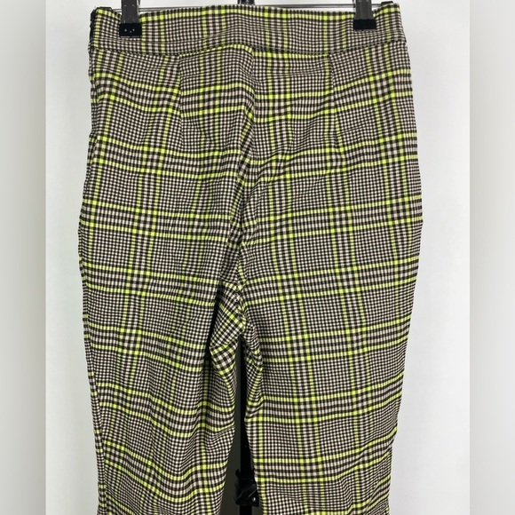Urban Outfitters Black Green Checked‎ Plaid Cropped Flare Pants - Picture 5 of 10